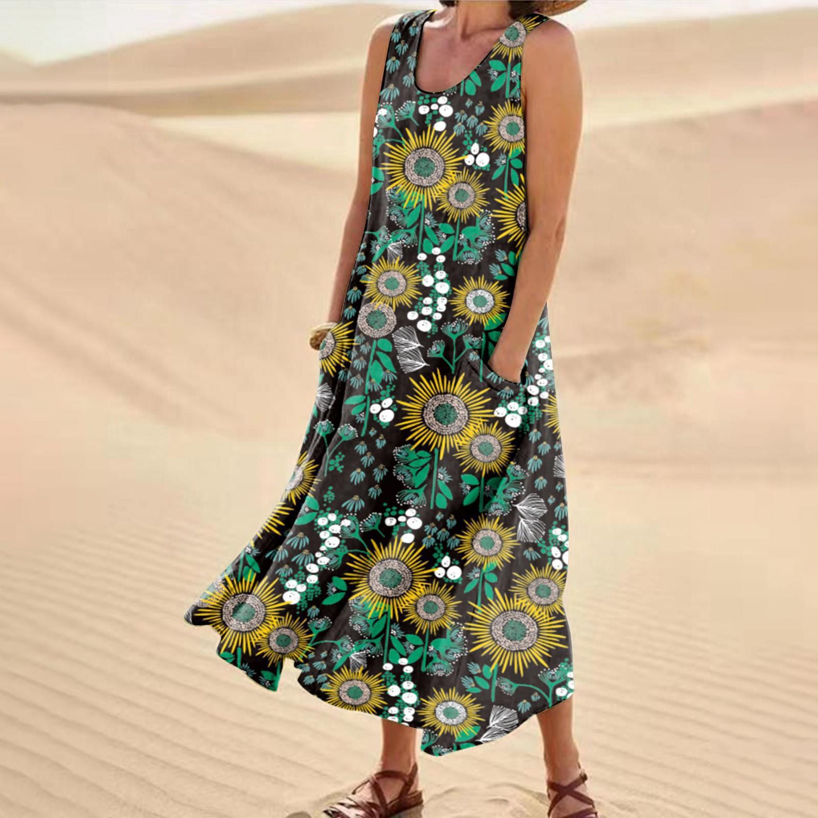Landscape Floral Maxi Dress Slim Fit Casual Skirt 5Style - Shop at LoveMi
