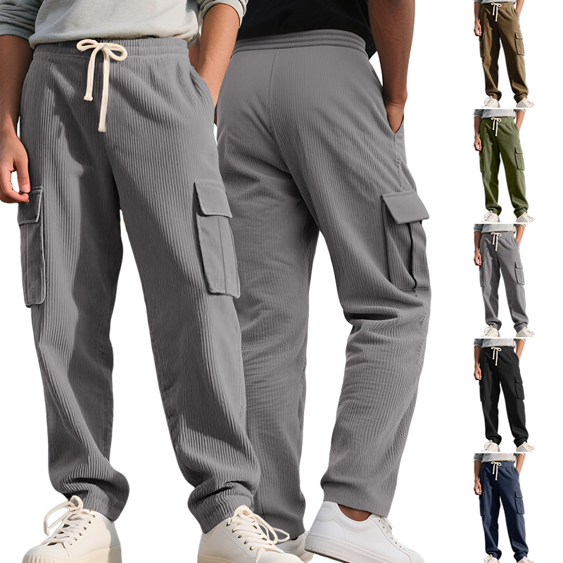 Retro Workwear Casual Corduroy Sweatpants For Men - Image 1