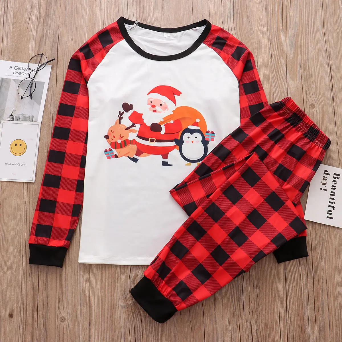 European And American Parent-child Suit Cartoon Santa