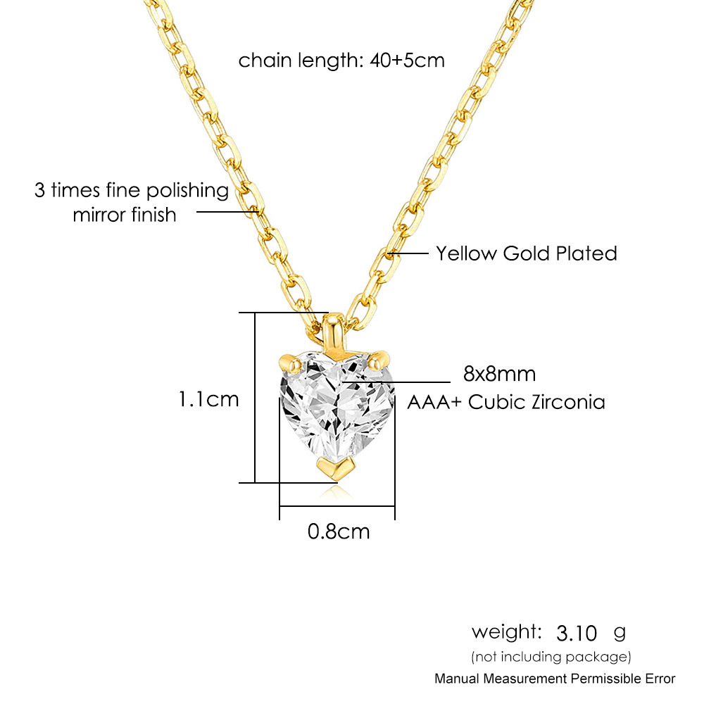 Heart-shaped Zircon Ladies' Pendant Necklace