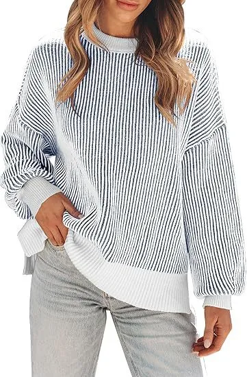 Loose All match Knitted Pullover Top For Women Light Blue - Shop at LoveMi