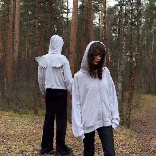 Creative Solid-Color Cute Angel Wings Hoodie