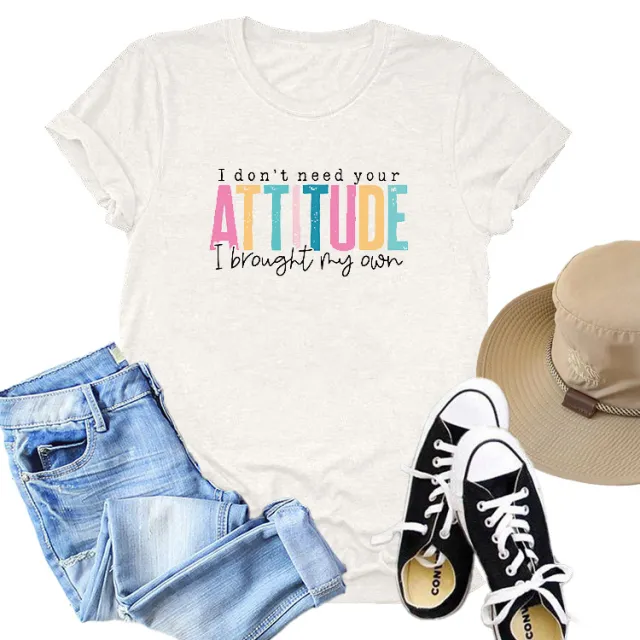 Colored Cotton T shirt Women's Short Sleeve Letters White - Shop at LoveMi