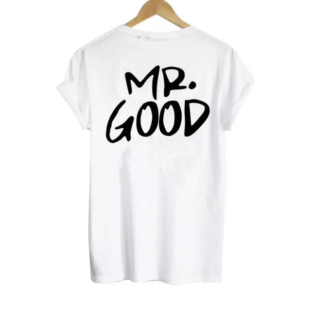 Couple's Printed T shirt With Letters Behind White - Shop at LoveMi