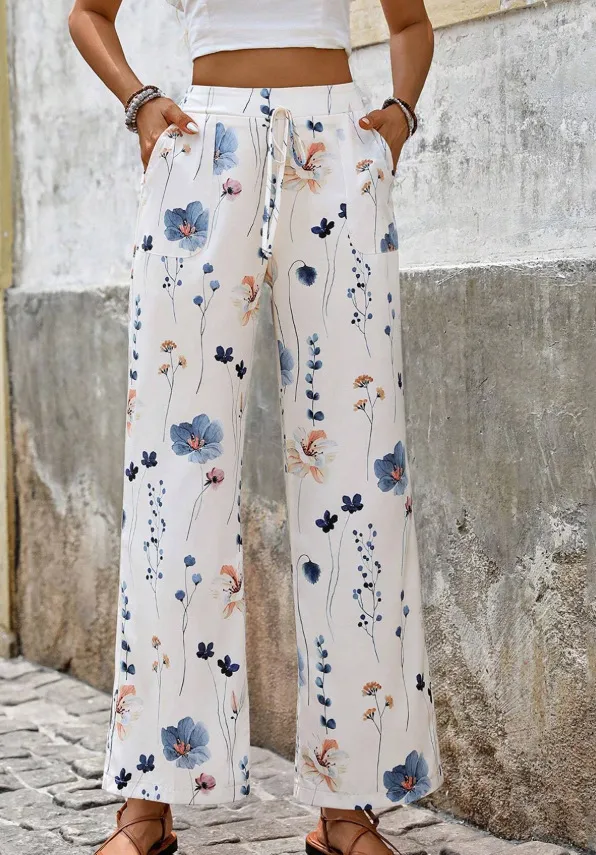 Leisure Wide Leg Pants Printed Loose Trousers Mcc00916 M - Shop at LoveMi
