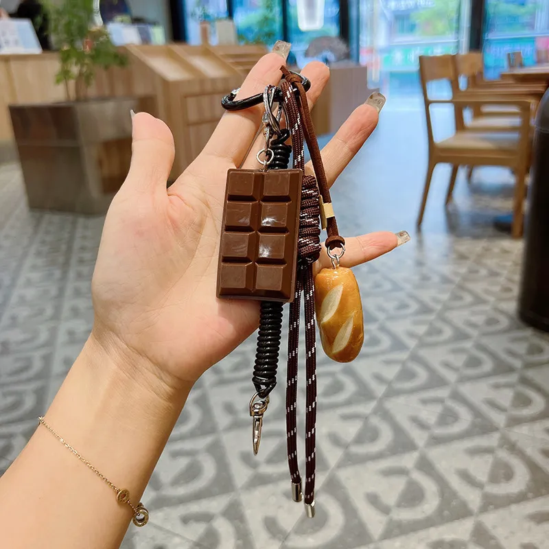 Hand-knitted Rope Bagel Bread Keychain Ornaments - Baguette