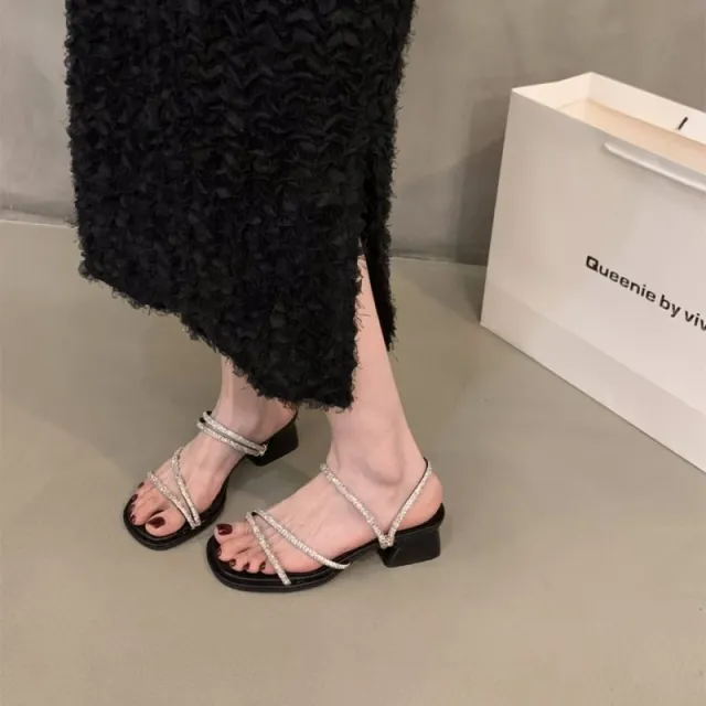 Chic Rhinestone French style Strappy Sandals Silver-35 - Shop at LoveMi