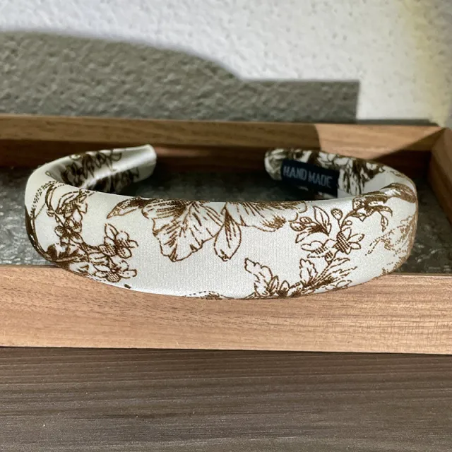 Champagne National Style Velvet Print Fine Sponge Headband Beige - Shop at LoveMi