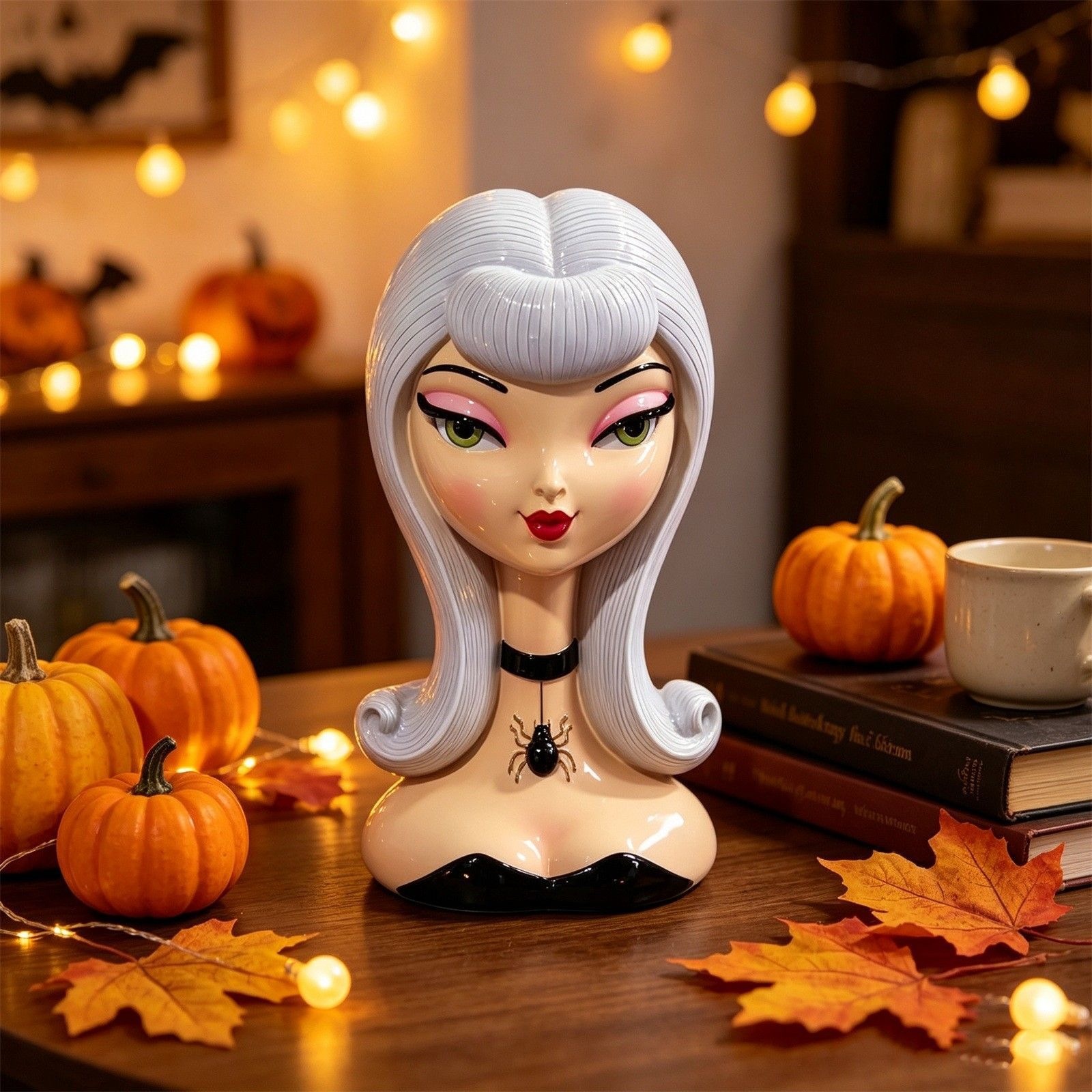 Halloween Resin Vintage Lady Head Figurine For Home Decor