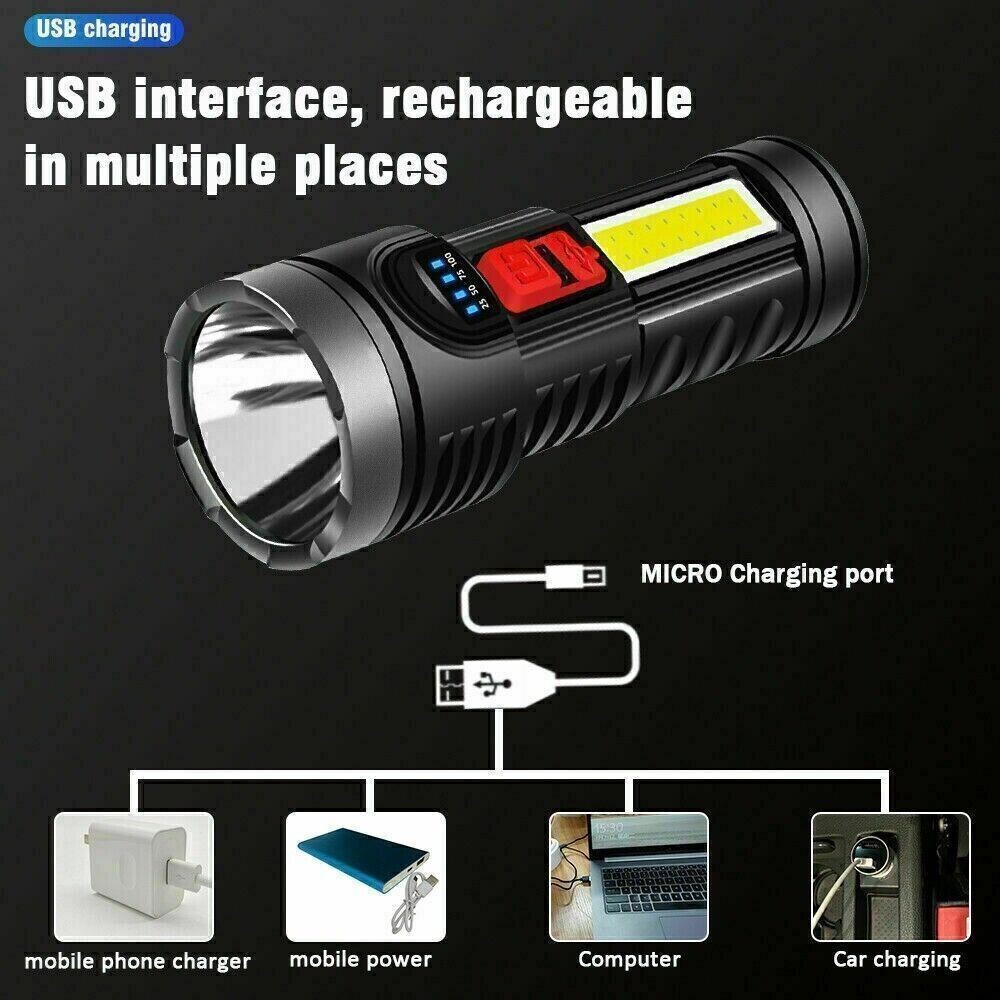 Rechargeable LED Flashlight with COB Side Light