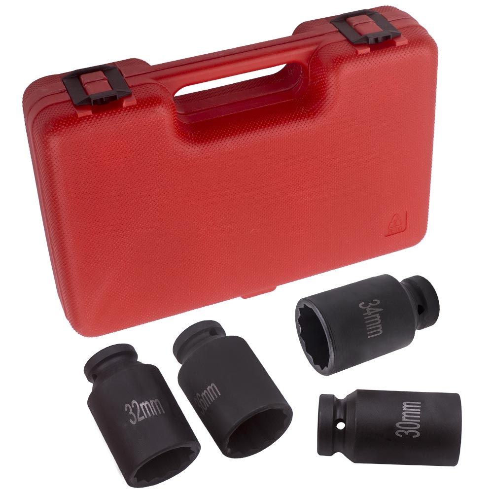 1/2" Drive Spindle Axle Nut Socket Set 12 Point 30mm 32mm 34mm 36mm