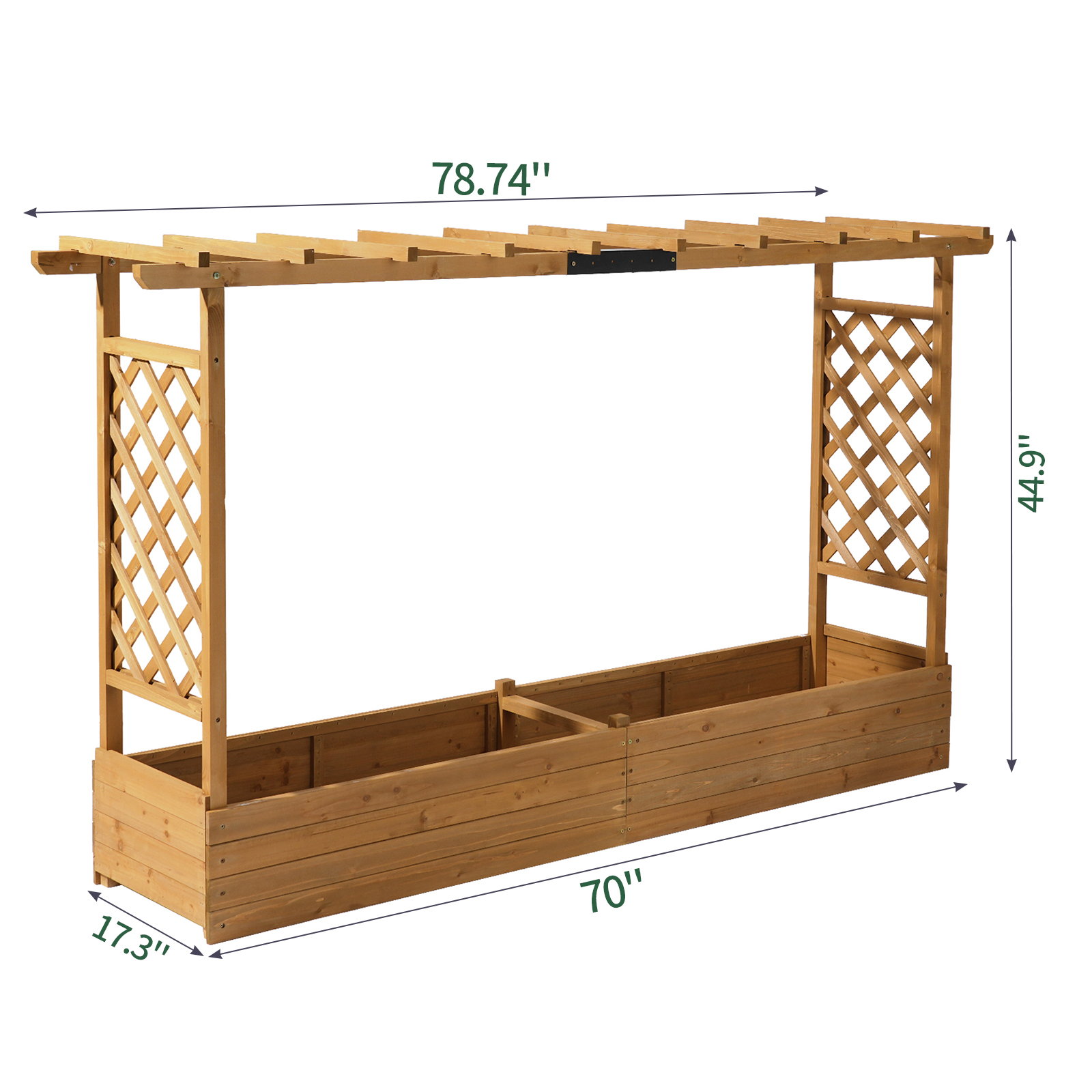 Raised Garden Bed with Trellis, Hanging Roof, Planter Box, Drainage Holes, Vertical Plant Container for Vine Climbing Pl