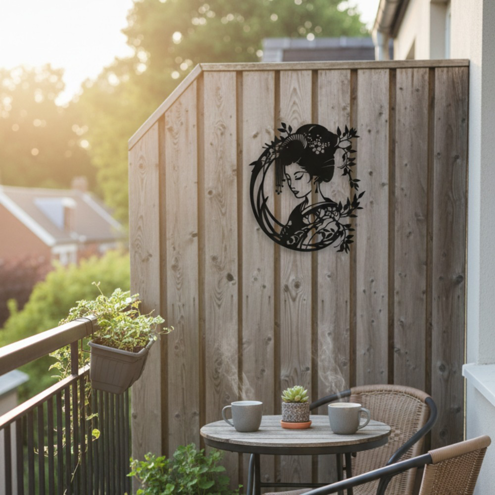 CIFbuy Vintage Zen Geisha Metal Wall Art Rustproof Japanese Hanging Sculpture for Living, Room Garden Asian, Inspired Home Decor Plaque, Unique Housewarming Gift (TikTRu, TikTRu, Theme Self-pickup Log — 1