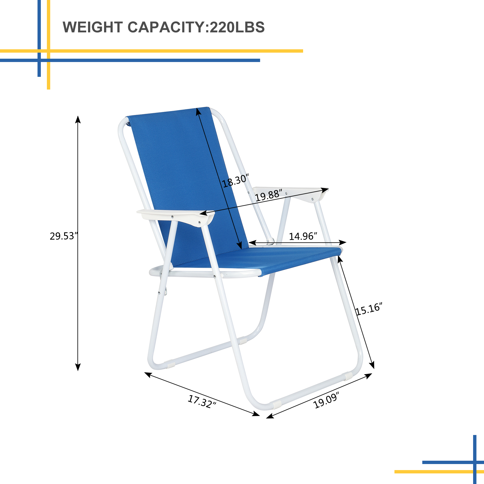 Folding Camp Chair, Oxford Cloth and Steel, Blue