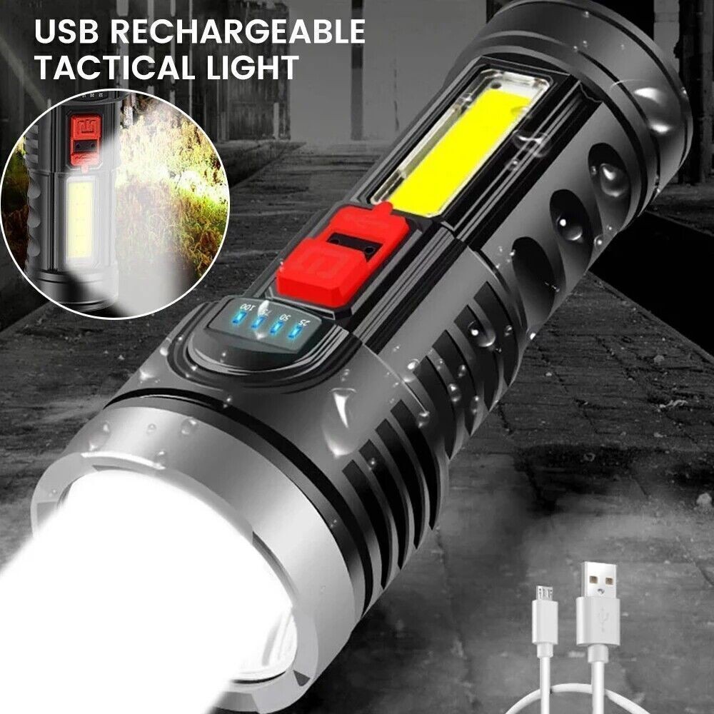 Rechargeable LED Flashlight with COB Side Light