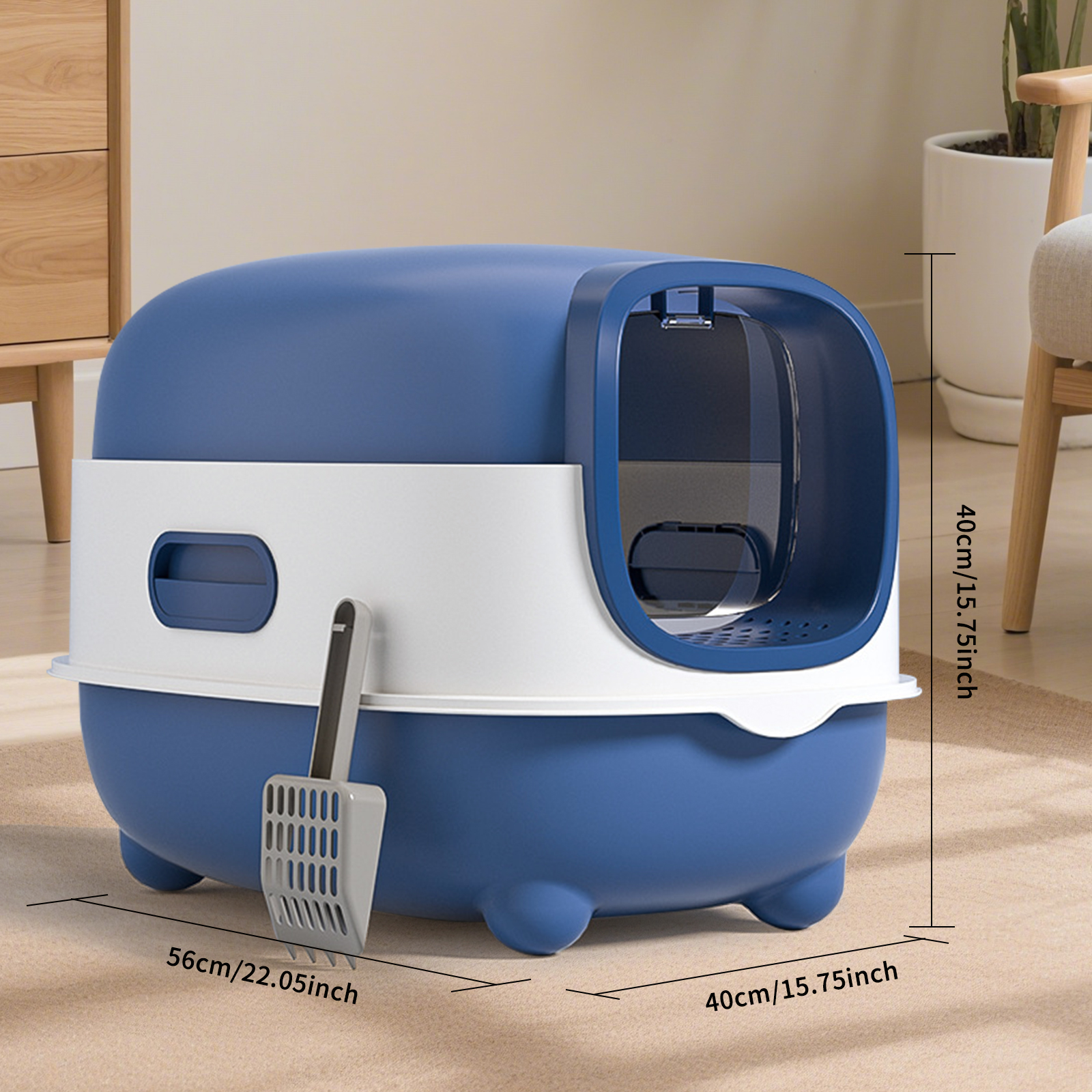 E Classic Blue  Cat litter Box - Simple and Practical, Large Space, High Cost Effective Choice